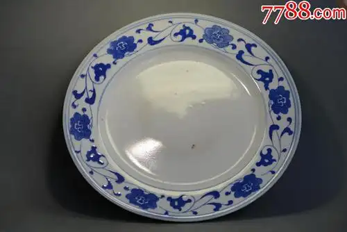 70年代景德镇瓷器青花缠枝花卉大盘子2