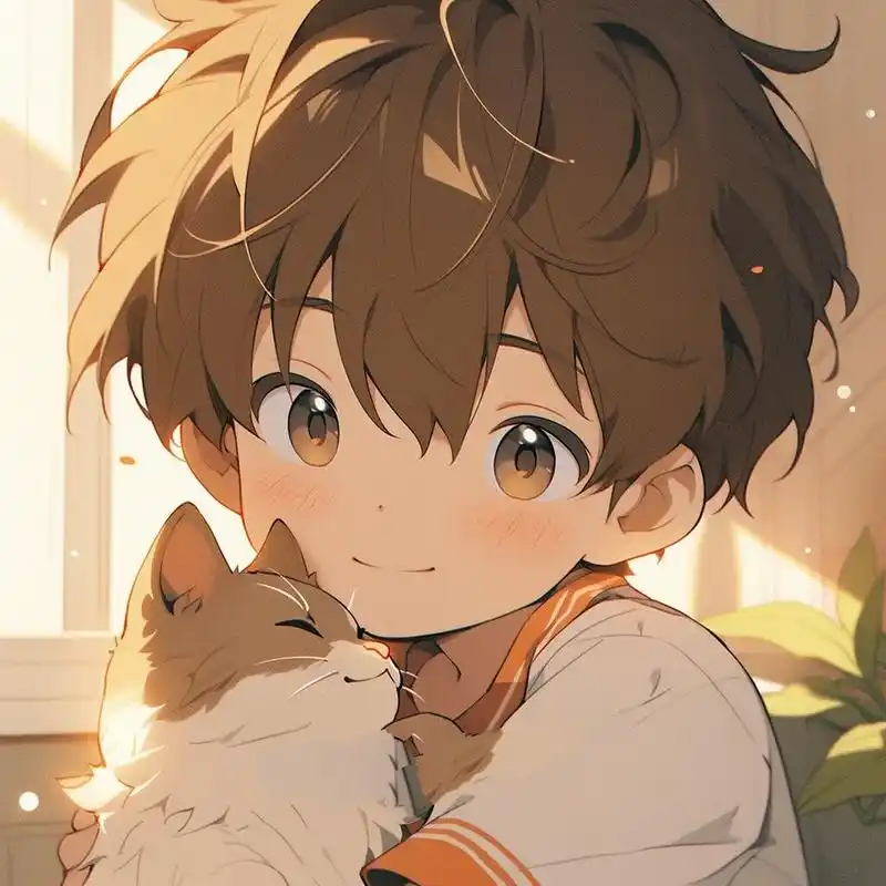 抱着猫咪的男生头像 | 可爱头像