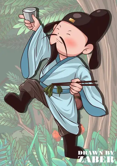 q版角色展示李白与好友结伴外出游玩,运用了三个场景来描绘这一场寄情