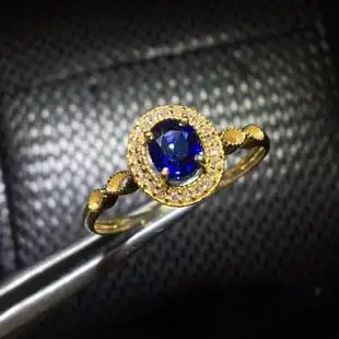 戒指 玉焕彩宝 重金多钻豪镶 18k金镶嵌斯里兰卡蓝宝石戒指 全净无暇