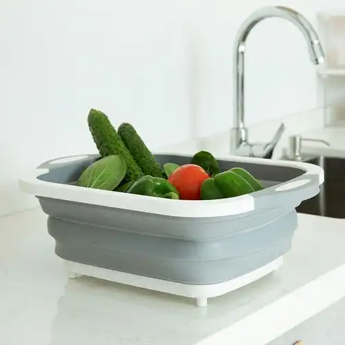 能可折叠洗菜盆沥水篮砧板菜板厨房家用能伸缩水果洗菜篮