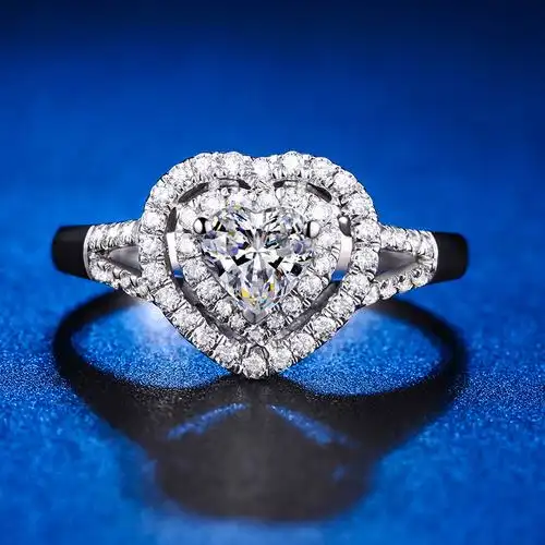 囍乐福 优雅18k金钻石女戒 gia证书1克拉h vs心形唯美