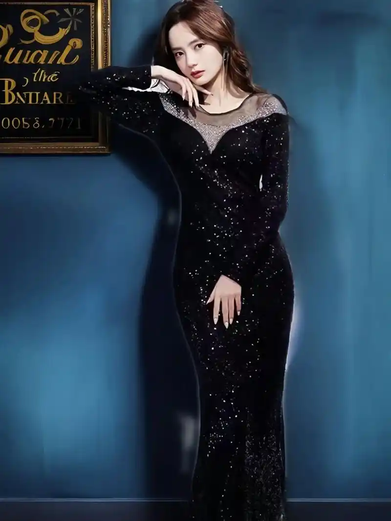 轻奢晚宴礼服裙,法式修身显瘦高贵迷人气质