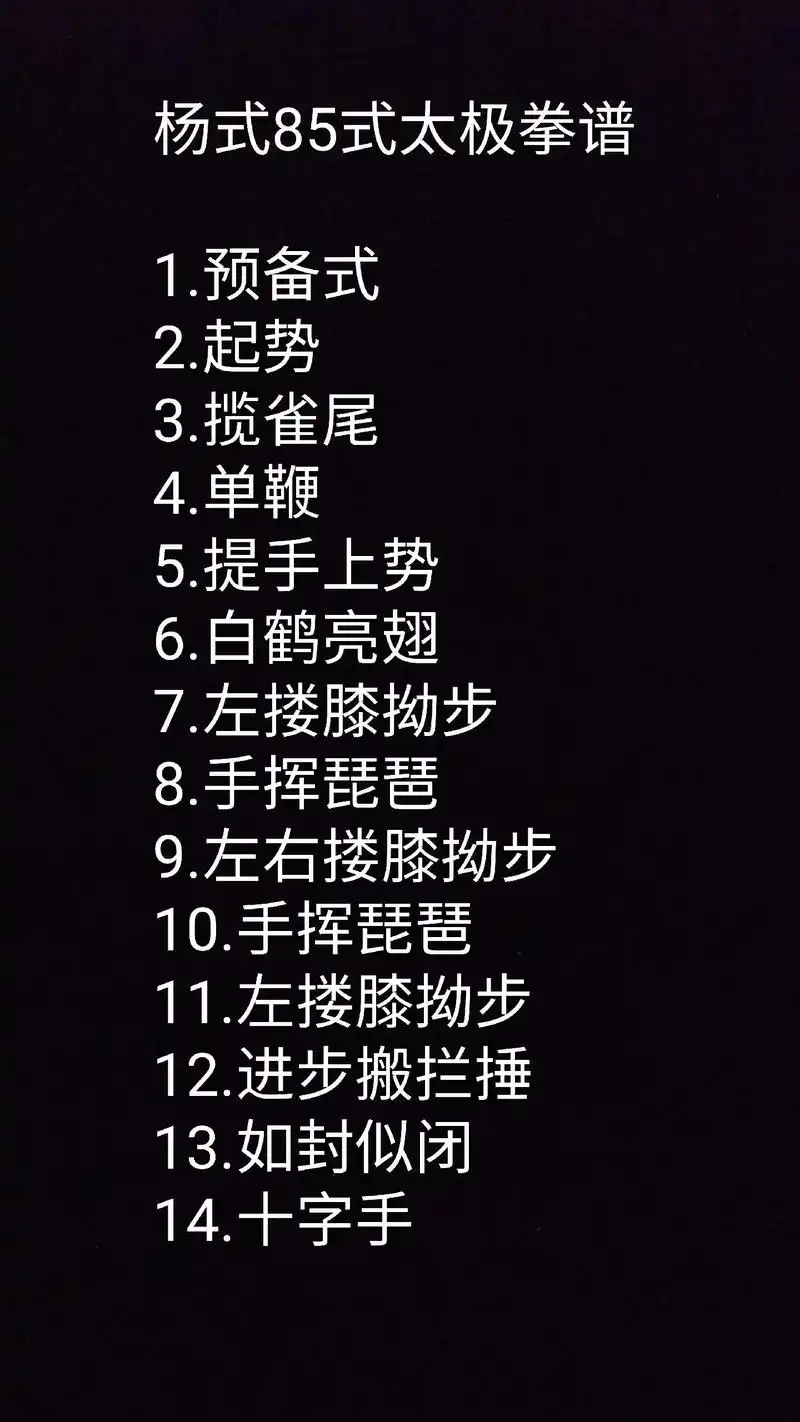 杨氏太极拳85式拳谱,零基础太极拳入门教学 - 抖音