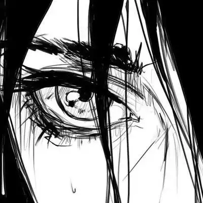 眼睛局部. 黑白动漫头像.