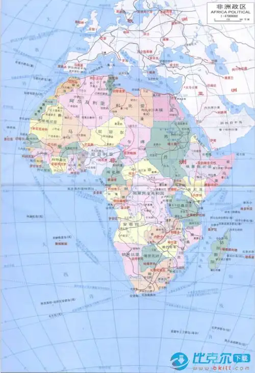 非洲地图全图|非洲地图中文版全图下载 jpg格式高清版 - 比克尔下载