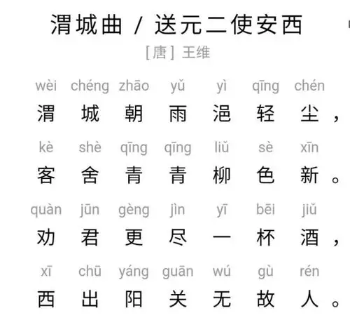每日一诗——33.送元二使安西(又名渭城曲)(唐 王维)