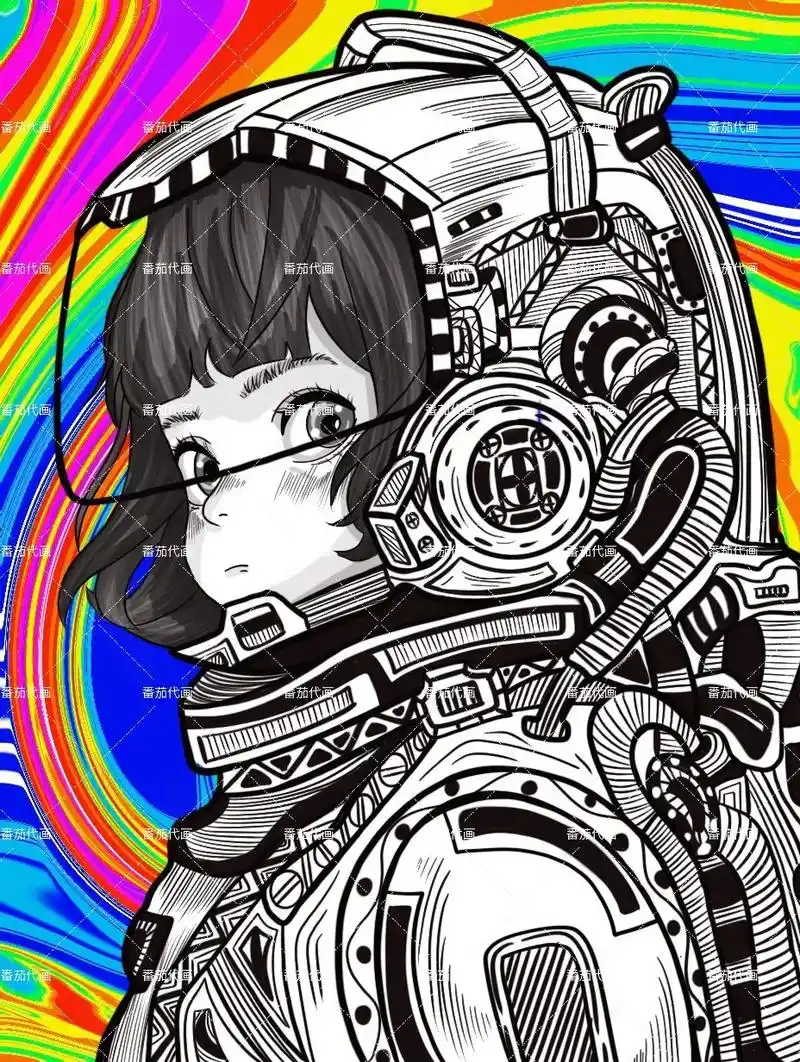 动漫人物——《宇航员》#画画  #科幻画 #绘画过程 #动漫 - 抖音