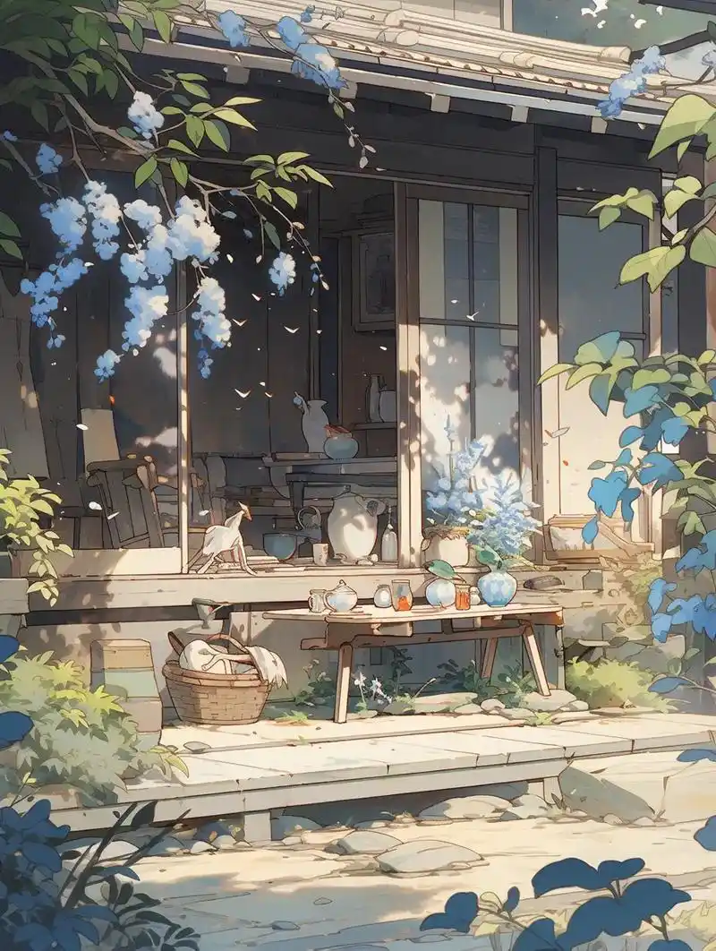 日式庭院.#ai绘画生成 #动漫 #插画 - 抖音