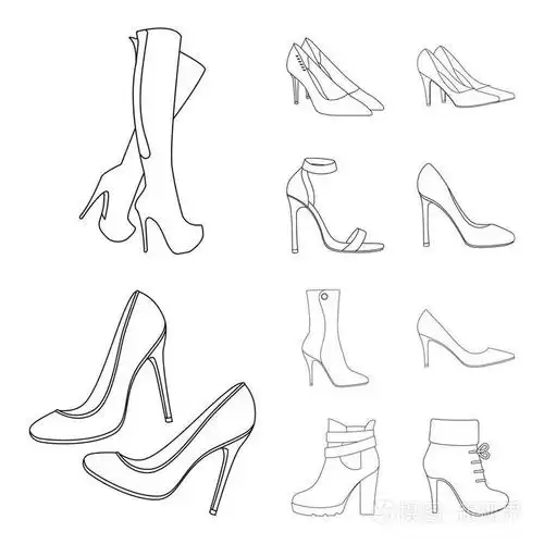 收集鞋跟和细高跟鞋矢量图标的股票插画-正版商用图片15zwk9-摄图新