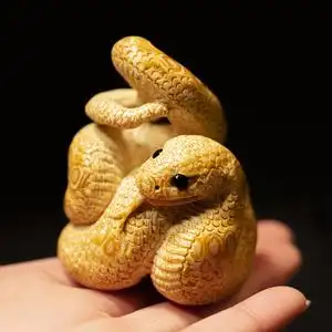 竹雕刻工艺品纯手工雕刻竹根雕盘蛇实心玉竹高密度精磨把玩手把件