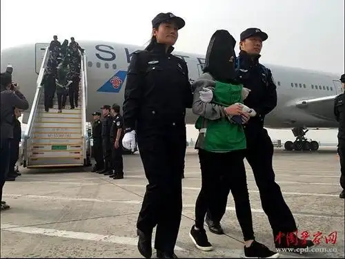 4月13日,电信诈骗犯罪嫌疑人被押解回国.中国警察网记者 温凯 摄