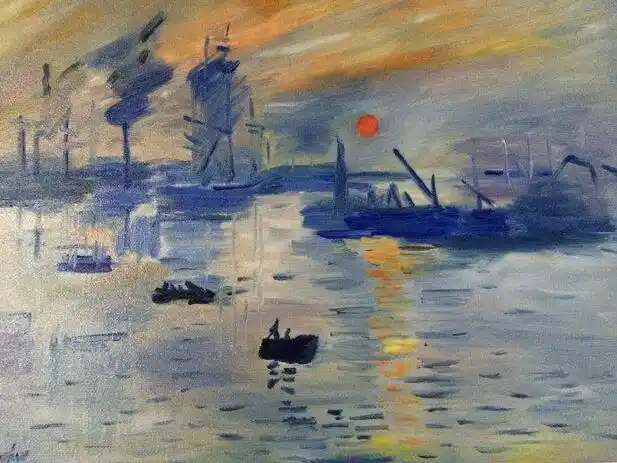 1874年,莫奈的《日出印象》在法国一个展览中展出,当时他的这幅日后的