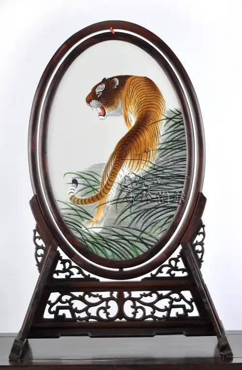 湘绣上山虎图片,湘绣上山虎批发专卖,中国湘绣艺术馆厂家直销