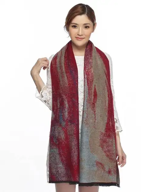复古秋冬季时尚油画羊绒棉披肩