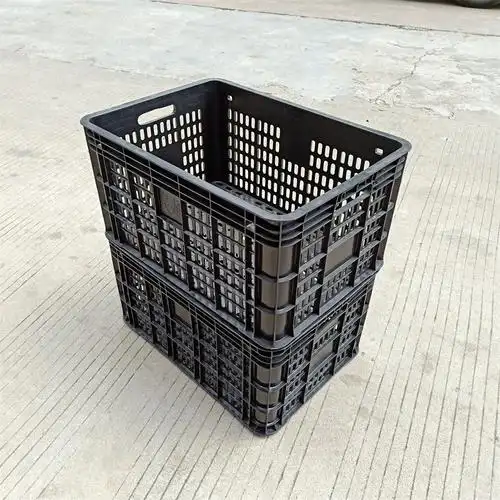 生产供应一次性黑色葡萄筐hdpe加厚型黑色周转箩610*420*315大号