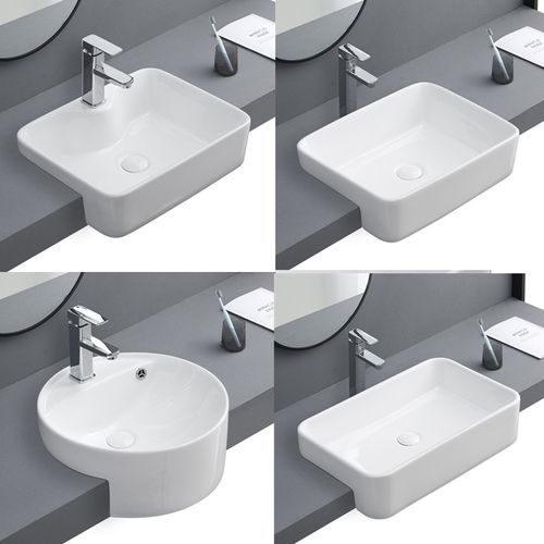 卫生间洗手盆单盆池陶瓷洗脸盆嵌入式台中盆洗漱家用一体台盆面盆