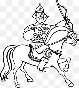 将军骑着马的简笔画