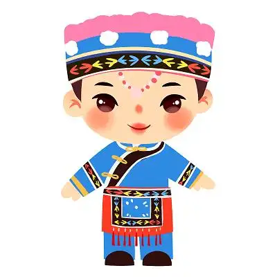 仫佬族民族服饰q版卡通人物少数民族服装png素材卡通少数民族人数
