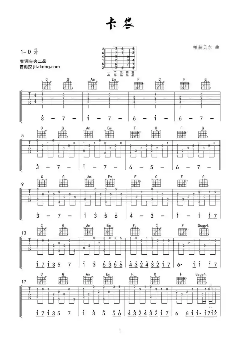 卡农 #吉他谱 #电吉他独奏 #吉他指法练习 - 抖音