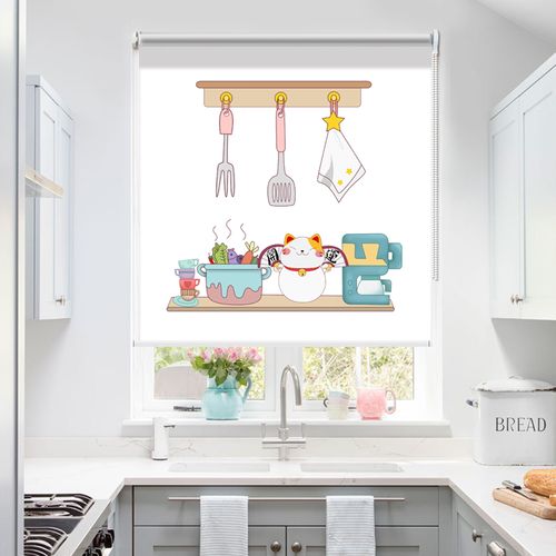 心门 厨房卷帘窗户遮光防水防晒防油升降拉式阳台窗帘隔热免打孔定制