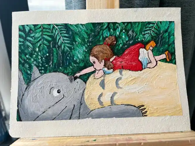 油画棒手绘大龙猫宫崎骏