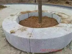 天然树坑石 荔枝面光面圆形 园林专用石材树池石树围石花池石树