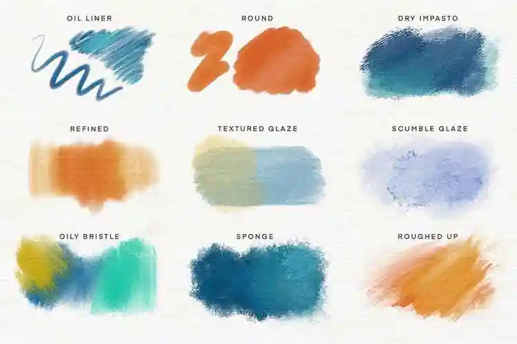 时尚高端专业的procreate艺术家手绘油画水粉水墨画笔刷集合