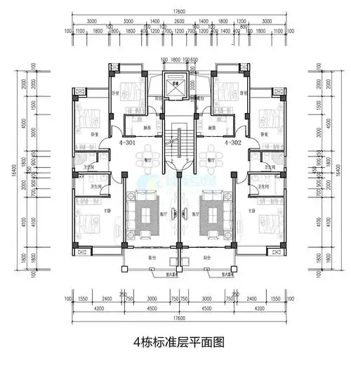 天泽馨苑4栋标准层平面图鉴赏_西双版纳房产_澄迈房产网