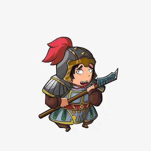 卡通害怕蜷缩着的古代士兵