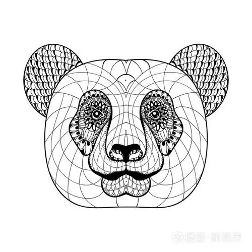 手工绘制的民族装饰性图案熊猫头