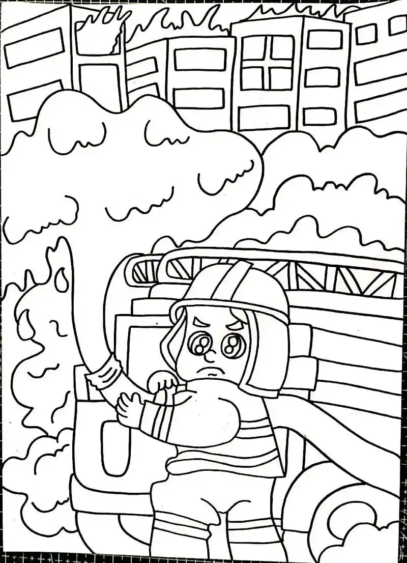 消防安全主题绘画#消防绘画 #消防安全 #消防员儿童画 #消 - 抖音