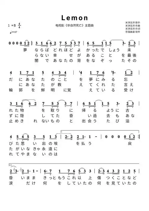 lemon简谱 米津玄师lemon歌词日语 歌曲lemon表达了什么意思