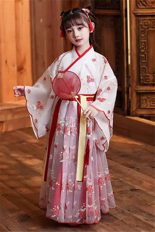 儿童汉服女童周岁宝宝衣服女春秋唐装古装中国风超仙童装襦裙夏装