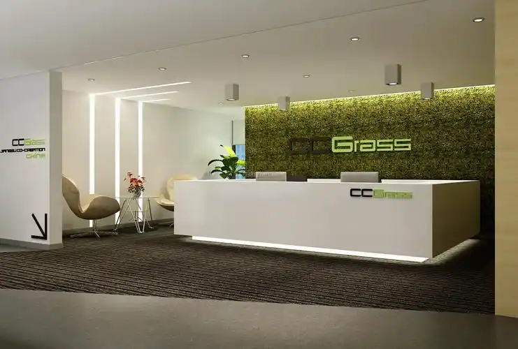 胶州办公空间绚丽风格754平米设计方案 公司前台背景墙_装信通网