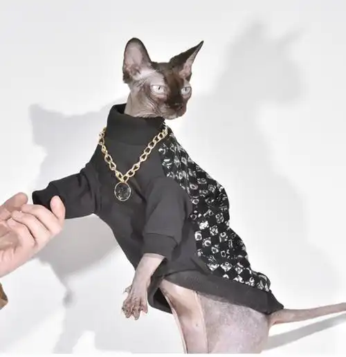 斯芬克斯无毛宠物猫衣服装冬季保暖皮衣夹克英短加菲德文外套现货