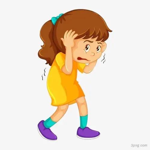 卡通女孩害怕png素材透明免抠图片动植人物