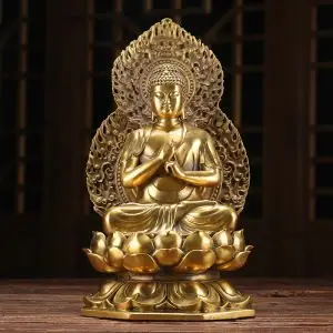 开光纯铜大日如来佛祖摆件释迦摩尼佛像属羊猴本命佛家用供奉客厅