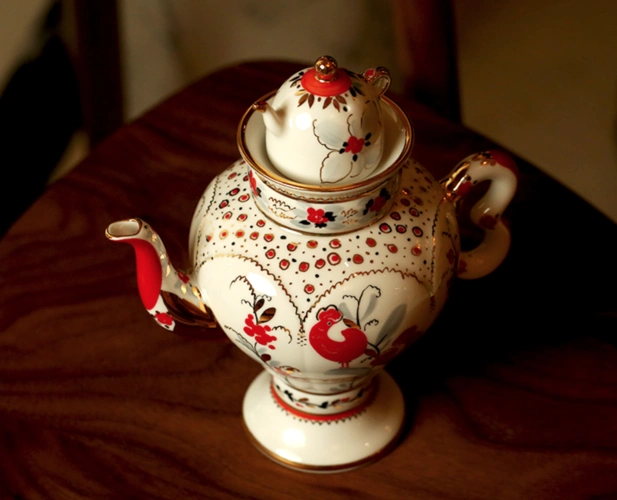 现货lomonosov民族samovarnational公鸡茶壶咖啡壶俄罗斯皇家茶壶