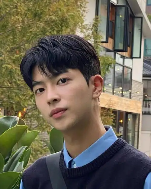 鹅蛋脸三七分发型男生图片