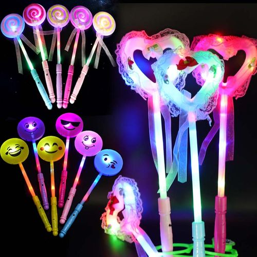 2个led荧光棒表情爱心闪光棒蕾丝棒棒糖发光玩具助威道具儿童玩具
