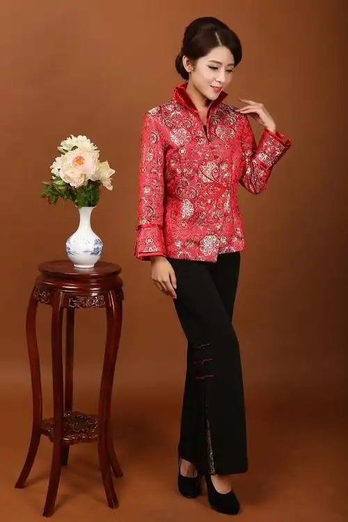 女士唐式上衣裤子秋季套装中老年妈妈装气质