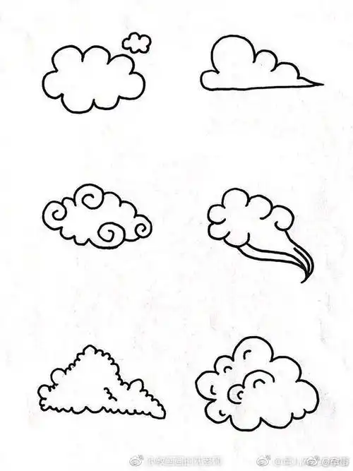 主题的简笔画天气图标简笔画大全12张带有表情的有趣的云朵卡通简笔画