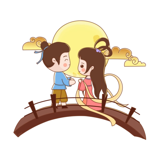 七夕卡通牛郎织女图片