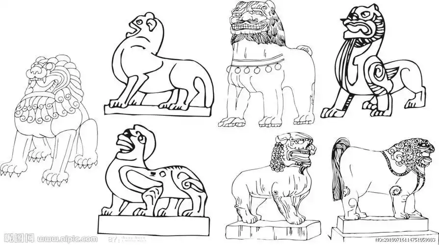 天安门石狮子简笔画