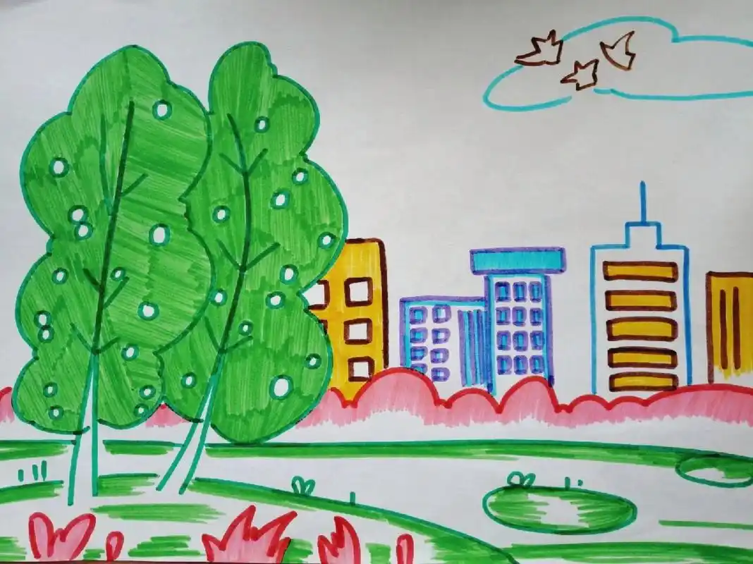 幼儿彩色风景简笔画