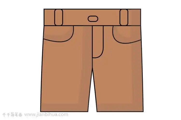 褐色的短裤涂色画_衣服简笔画