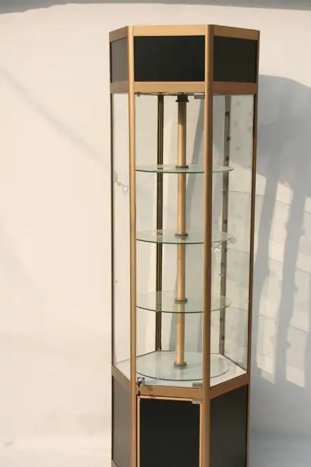 长期提供 电动旋转柜 旋转六角香水展示柜图片