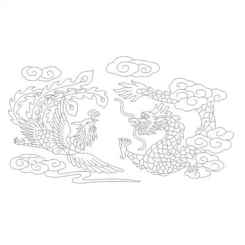 龙凤戏珠吉祥文泰刻大师精雕墓碑雕刻喷砂矢量激光设计素材