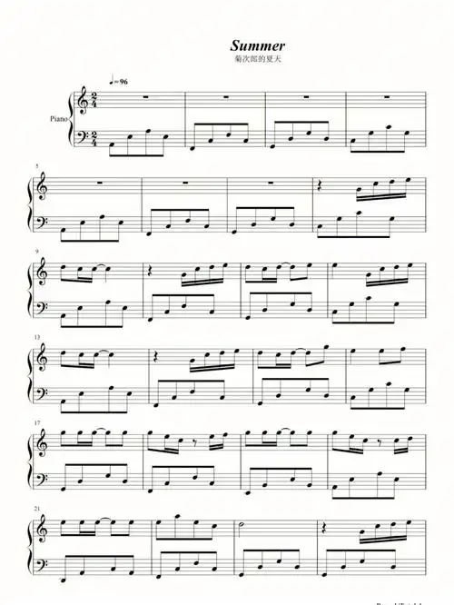 菊次郎的夏天c调原版曲谱